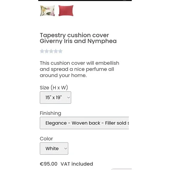 FRENCH Tapestry Cushion/ Pillow Giverny Iris and Nymphea/Waterlily ART de‎ LYS - Picture 9 of 12